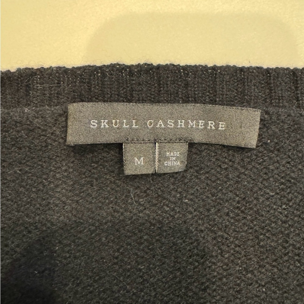 Skull Cashmere Black Sweater with Skull Tan Camouflage Design On Back - Picture 15 of 16